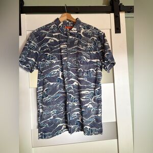 Tori Richard Blue and White Casual Button Down Shirt